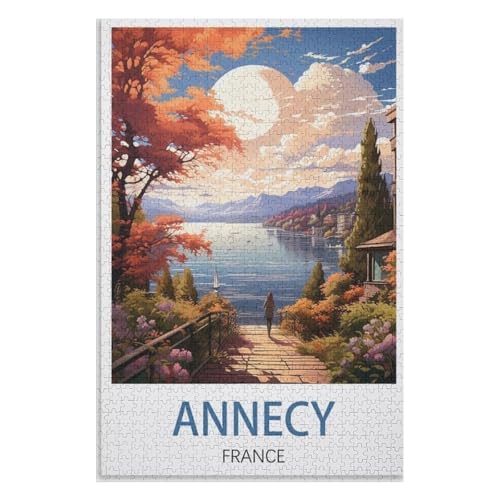 Klassische Puzzle für Erwachsene Teenager Freizeit Spaß Spiel Spielzeug Geeignet，Annecy Frankreich，Lernspielzeug FüR Kinder 38x26，Papier Puzzle,AA-904 von XJUfW