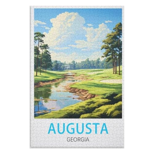 Klassische Puzzle für Erwachsene Teenager Freizeit Spaß Spiel Spielzeug Geeignet，Augusta Georgia，Lernspielzeug FüR Kinder 75x50，Holz Puzzle,AA-376 von XJUfW