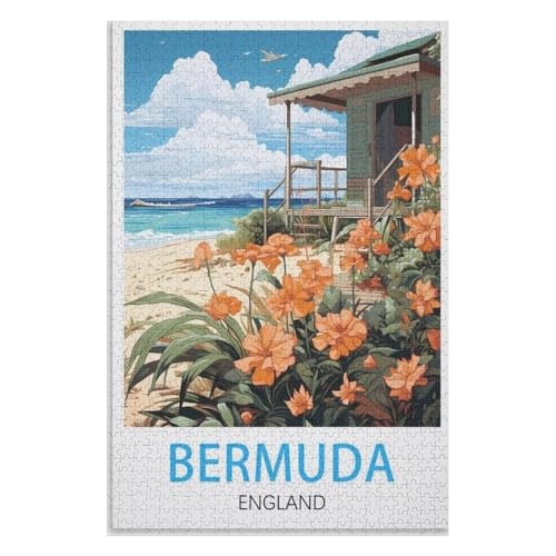 Klassische Puzzle für Erwachsene Teenager Freizeit Spaß Spiel Spielzeug Geeignet，Bermuda England，Lernspielzeug FüR Kinder 52x38 Papier Puzzle,AA-1284 von XJUfW