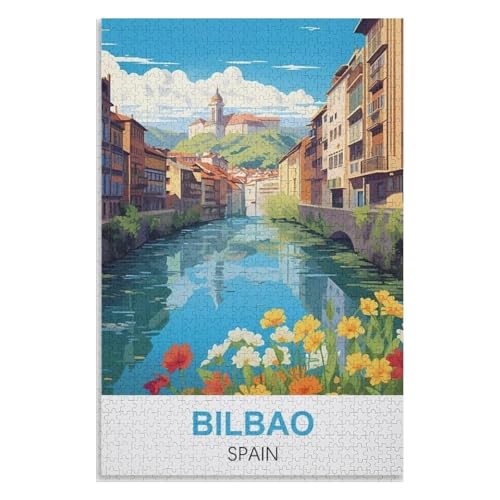 Klassische Puzzle für Erwachsene Teenager Freizeit Spaß Spiel Spielzeug Geeignet，Bilbao Spanien，Lernspielzeug FüR Kinder 38x26，Papier Puzzle,AA-1356 von XJUfW