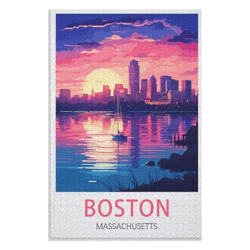 Klassische Puzzle für Erwachsene Teenager Freizeit Spaß Spiel Spielzeug Geeignet，Boston Massachusetts，Lernspielzeug FüR Kinder 38x26，Papier Puzzle,AA-308 von XJUfW