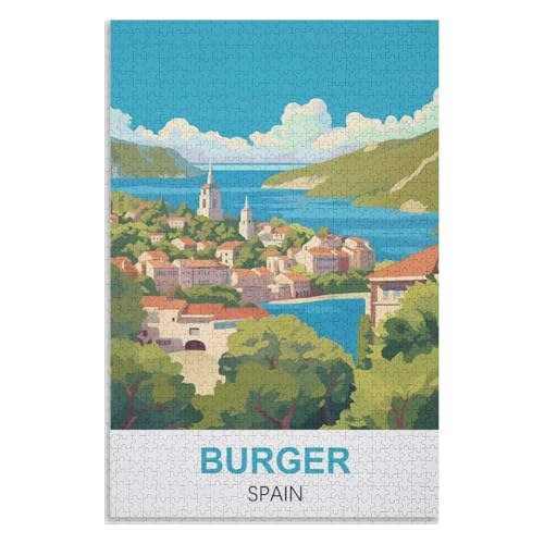 Klassische Puzzle für Erwachsene Teenager Freizeit Spaß Spiel Spielzeug Geeignet，Buger Spanien，Lernspielzeug FüR Kinder 52x38 Papier Puzzle,AA-1352 von XJUfW
