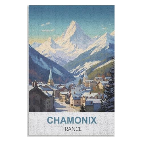 Klassische Puzzle für Erwachsene Teenager Freizeit Spaß Spiel Spielzeug Geeignet，Chamonix Frankreich，Lernspielzeug FüR Kinder 38x26，Papier Puzzle,AA-1276 von XJUfW