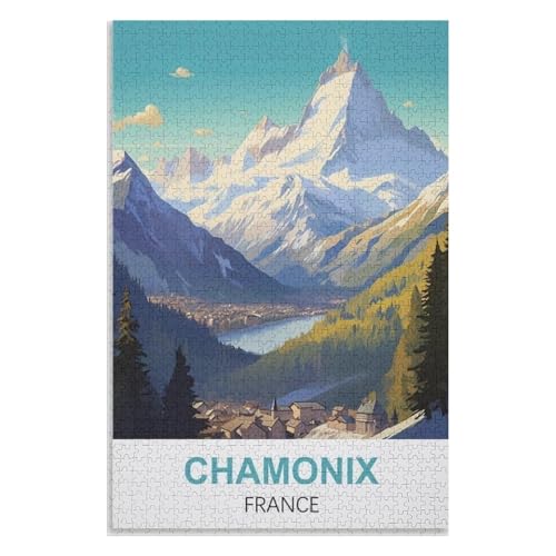 Klassische Puzzle für Erwachsene Teenager Freizeit Spaß Spiel Spielzeug Geeignet，Chamonix Frankreich，Lernspielzeug FüR Kinder 52x38 Papier Puzzle,AA-1280 von XJUfW