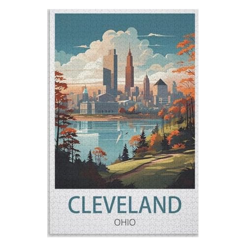 Klassische Puzzle für Erwachsene Teenager Freizeit Spaß Spiel Spielzeug Geeignet，Cleveland Ohio，Lernspielzeug FüR Kinder 52x38 Papier Puzzle,AA-588 von XJUfW