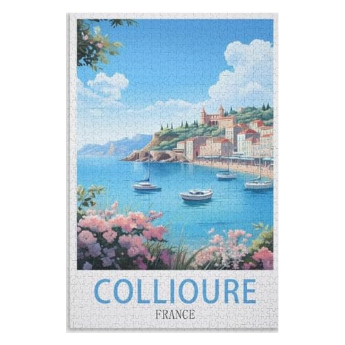 Klassische Puzzle für Erwachsene Teenager Freizeit Spaß Spiel Spielzeug Geeignet，Collioure Frankreich，Lernspielzeug FüR Kinder 38x26，Papier Puzzle,AA-1240 von XJUfW