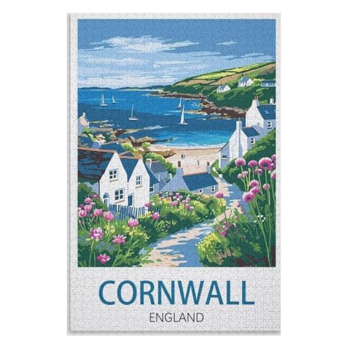 Klassische Puzzle für Erwachsene Teenager Freizeit Spaß Spiel Spielzeug Geeignet，Cornwall England，Lernspielzeug FüR Kinder 52x38 Papier Puzzle,AA-1000 von XJUfW