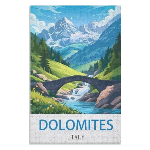 Klassische Puzzle für Erwachsene Teenager Freizeit Spaß Spiel Spielzeug Geeignet，Dolomiten Italien，Lernspielzeug FüR Kinder 52x38 Papier Puzzle,AA-1428 von XJUfW