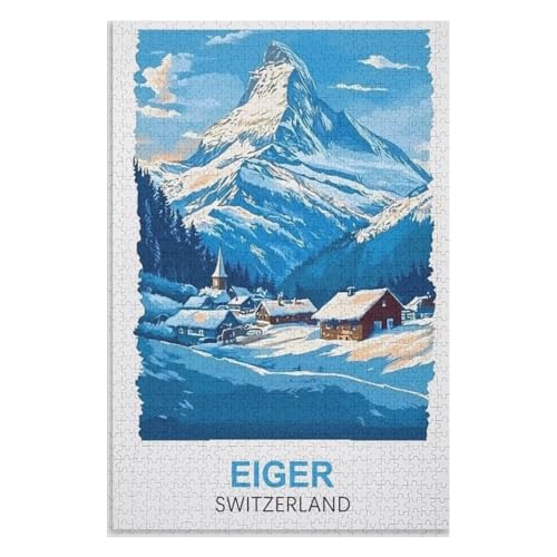 Klassische Puzzle für Erwachsene Teenager Freizeit Spaß Spiel Spielzeug Geeignet，Eiger Schweiz，Lernspielzeug FüR Kinder 70x50，Papier Puzzle,AA-1124 von XJUfW