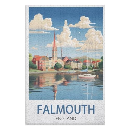 Klassische Puzzle für Erwachsene Teenager Freizeit Spaß Spiel Spielzeug Geeignet，Falmouth England，Lernspielzeug FüR Kinder 75x50，Holz Puzzle,AA-912 von XJUfW