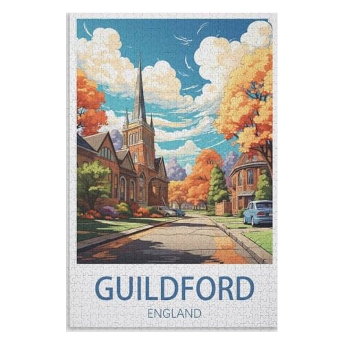 Klassische Puzzle für Erwachsene Teenager Freizeit Spaß Spiel Spielzeug Geeignet，Guildford England，Lernspielzeug FüR Kinder 38x26，Papier Puzzle,AA-924 von XJUfW