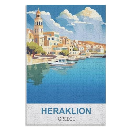 Klassische Puzzle für Erwachsene Teenager Freizeit Spaß Spiel Spielzeug Geeignet，Heraklion Griechenland，Lernspielzeug FüR Kinder 52x38 Papier Puzzle,AA-1088 von XJUfW