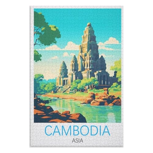 Klassische Puzzle für Erwachsene Teenager Freizeit Spaß Spiel Spielzeug Geeignet，Kambodscha，Lernspielzeug FüR Kinder 38x26，Papier Puzzle,AA-280 von XJUfW