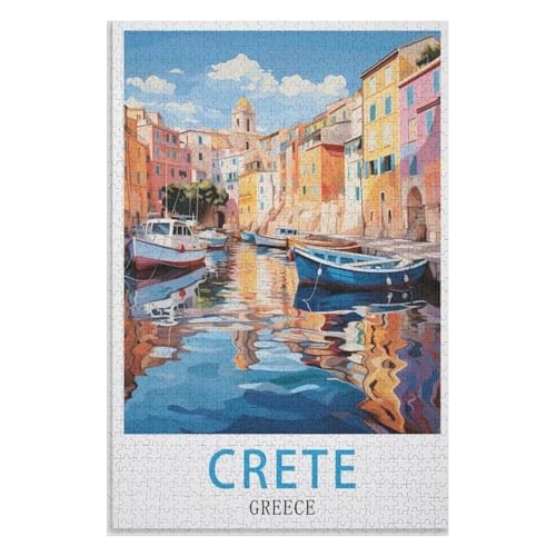 Klassische Puzzle für Erwachsene Teenager Freizeit Spaß Spiel Spielzeug Geeignet，Kreta Griechenland，Lernspielzeug FüR Kinder 38x26，Papier Puzzle,AA-1216 von XJUfW