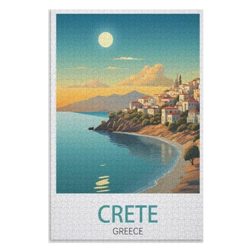 Klassische Puzzle für Erwachsene Teenager Freizeit Spaß Spiel Spielzeug Geeignet，Kreta Griechenland，Lernspielzeug FüR Kinder 52x38 Papier Puzzle,AA-520 von XJUfW