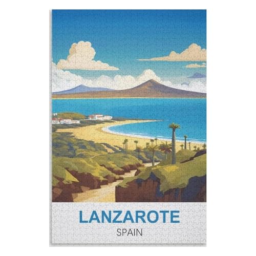 Klassische Puzzle für Erwachsene Teenager Freizeit Spaß Spiel Spielzeug Geeignet，Lanzarote Spanien，Lernspielzeug FüR Kinder 38x26，Papier Puzzle,AA-1076 von XJUfW