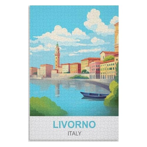 Klassische Puzzle für Erwachsene Teenager Freizeit Spaß Spiel Spielzeug Geeignet，Livorno Italien，Lernspielzeug FüR Kinder 38x26，Papier Puzzle,AA-1116 von XJUfW
