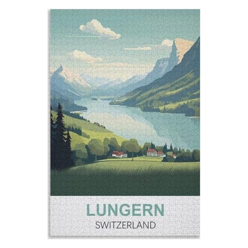 Klassische Puzzle für Erwachsene Teenager Freizeit Spaß Spiel Spielzeug Geeignet，Lungern Schweiz，Lernspielzeug FüR Kinder 52x38 Papier Puzzle,AA-1084 von XJUfW