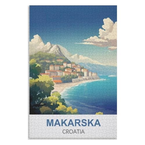 Klassische Puzzle für Erwachsene Teenager Freizeit Spaß Spiel Spielzeug Geeignet，Makarska Kroatien，Lernspielzeug FüR Kinder 52x38 Papier Puzzle,AA-1148 von XJUfW