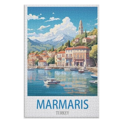 Klassische Puzzle für Erwachsene Teenager Freizeit Spaß Spiel Spielzeug Geeignet，Marmaris Türkei，Lernspielzeug FüR Kinder 52x38 Papier Puzzle,AA-1424 von XJUfW