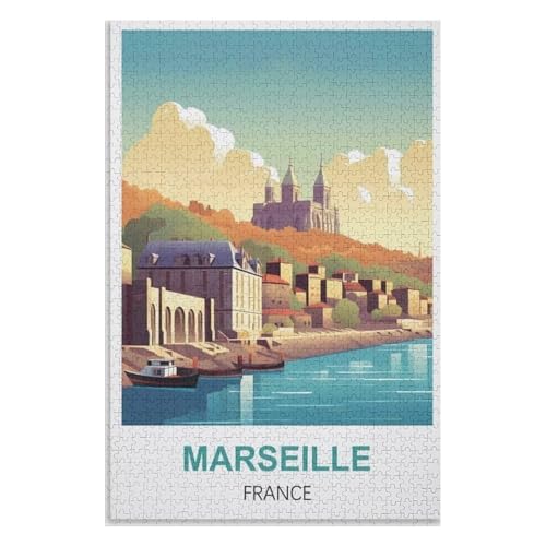 Klassische Puzzle für Erwachsene Teenager Freizeit Spaß Spiel Spielzeug Geeignet，Marseille Frankreich，Lernspielzeug FüR Kinder 70x50，Papier Puzzle,AA-1020 von XJUfW