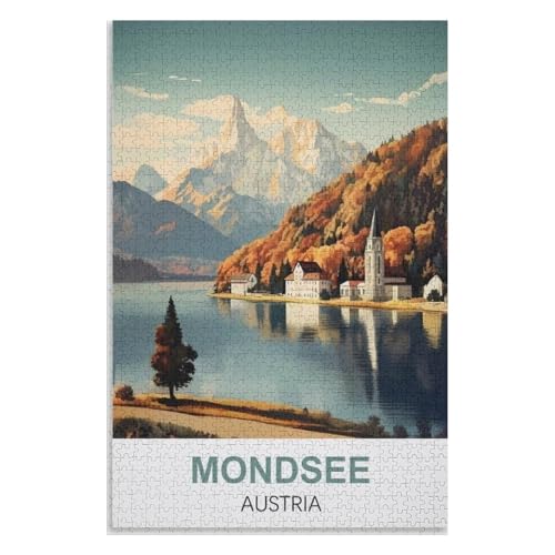 Klassische Puzzle für Erwachsene Teenager Freizeit Spaß Spiel Spielzeug Geeignet，Mondsee Österreich，Lernspielzeug FüR Kinder 52x38 Papier Puzzle,AA-1072 von XJUfW