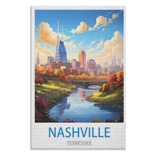 Klassische Puzzle für Erwachsene Teenager Freizeit Spaß Spiel Spielzeug Geeignet，Nashville Tennessee，Lernspielzeug FüR Kinder 70x50，Papier Puzzle,AA-628 von XJUfW