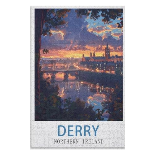Klassische Puzzle für Erwachsene Teenager Freizeit Spaß Spiel Spielzeug Geeignet，Nordirland Derry，Lernspielzeug FüR Kinder 38x26，Papier Puzzle,AA-1308 von XJUfW