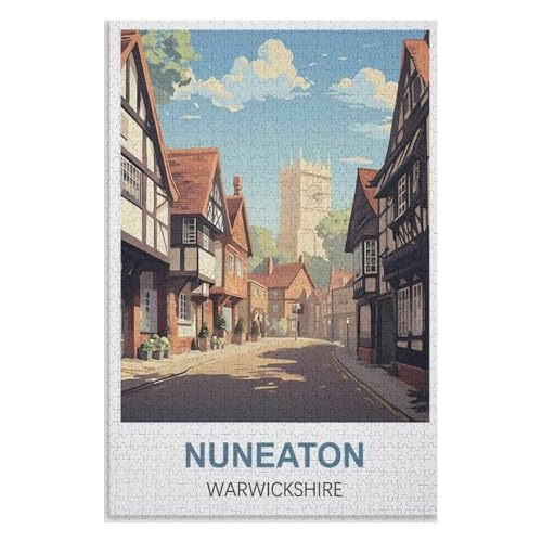 Klassische Puzzle für Erwachsene Teenager Freizeit Spaß Spiel Spielzeug Geeignet，Nuneaton Warwickshire，Lernspielzeug FüR Kinder 75x50，Holz Puzzle,AA-1012 von XJUfW