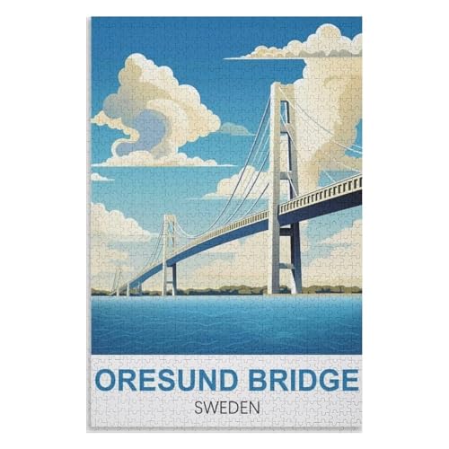 Klassische Puzzle für Erwachsene Teenager Freizeit Spaß Spiel Spielzeug Geeignet，Öresundbrücke Schweden，Lernspielzeug FüR Kinder 52x38 Papier Puzzle,AA-1104 von XJUfW