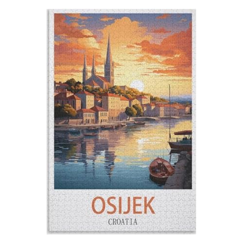 Klassische Puzzle für Erwachsene Teenager Freizeit Spaß Spiel Spielzeug Geeignet，Osijek Kroatien，Lernspielzeug FüR Kinder 38x26，Papier Puzzle,AA-940 von XJUfW