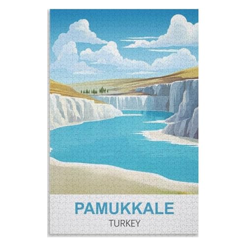 Klassische Puzzle für Erwachsene Teenager Freizeit Spaß Spiel Spielzeug Geeignet，Pamukkale Türkei，Lernspielzeug FüR Kinder 52x38 Papier Puzzle,AA-1108 von XJUfW