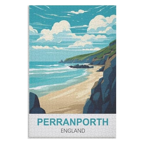 Klassische Puzzle für Erwachsene Teenager Freizeit Spaß Spiel Spielzeug Geeignet，Perranporth England，Lernspielzeug FüR Kinder 52x38 Papier Puzzle,AA-1204 von XJUfW