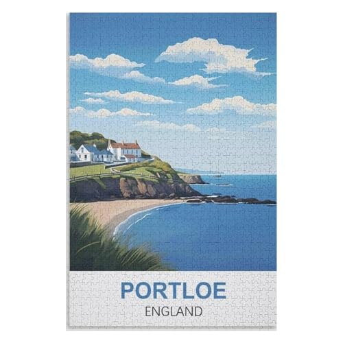 Klassische Puzzle für Erwachsene Teenager Freizeit Spaß Spiel Spielzeug Geeignet，Portloe England，Lernspielzeug FüR Kinder 75x50，Holz Puzzle,AA-1208 von XJUfW