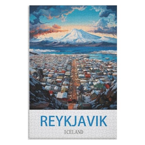 Klassische Puzzle für Erwachsene Teenager Freizeit Spaß Spiel Spielzeug Geeignet，Reykjavik Island，Lernspielzeug FüR Kinder 38x26，Papier Puzzle,AA-608 von XJUfW
