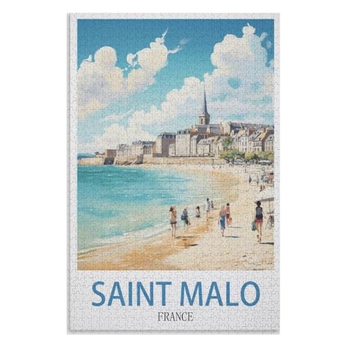 Klassische Puzzle für Erwachsene Teenager Freizeit Spaß Spiel Spielzeug Geeignet，Saint-Malo Frankreich，Lernspielzeug FüR Kinder 38x26，Papier Puzzle,AA-936 von XJUfW