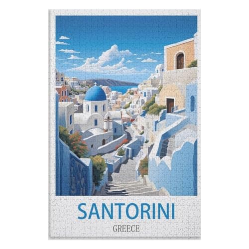 Klassische Puzzle für Erwachsene Teenager Freizeit Spaß Spiel Spielzeug Geeignet，Santorini Griechenland，Lernspielzeug FüR Kinder 38x26，Papier Puzzle,AA-624 von XJUfW