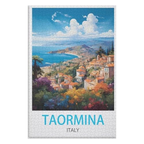 Klassische Puzzle für Erwachsene Teenager Freizeit Spaß Spiel Spielzeug Geeignet，Taormina Italien，Lernspielzeug FüR Kinder 52x38 Papier Puzzle,AA-1244 von XJUfW