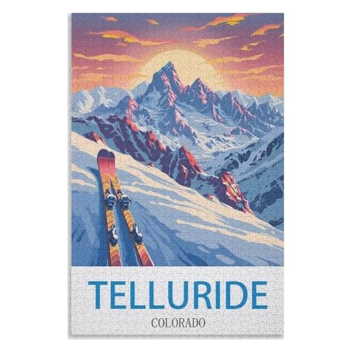 Klassische Puzzle für Erwachsene Teenager Freizeit Spaß Spiel Spielzeug Geeignet，Telluride Colorado，Lernspielzeug FüR Kinder 38x26，Papier Puzzle,AA-1496 von XJUfW