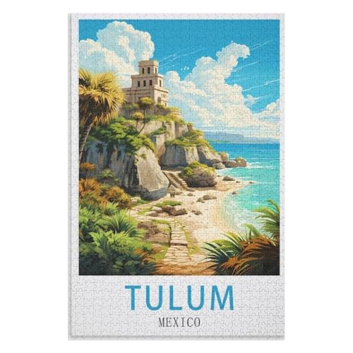 Klassische Puzzle für Erwachsene Teenager Freizeit Spaß Spiel Spielzeug Geeignet，Tulum Mexiko，Lernspielzeug FüR Kinder 52x38 Papier Puzzle,AA-160 von XJUfW