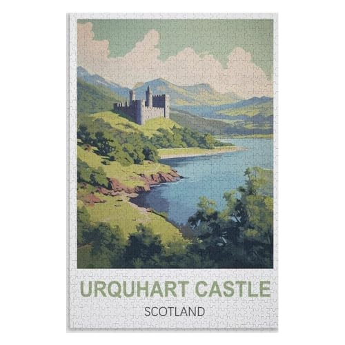Klassische Puzzle für Erwachsene Teenager Freizeit Spaß Spiel Spielzeug Geeignet，Urquhart Castle Schottland，Lernspielzeug FüR Kinder 75x50，Holz Puzzle,AA-1032 von XJUfW
