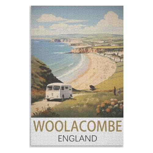 Klassische Puzzle für Erwachsene Teenager Freizeit Spaß Spiel Spielzeug Geeignet，Woolacombe England，Lernspielzeug FüR Kinder 75x50，Holz Puzzle,AA-1260 von XJUfW
