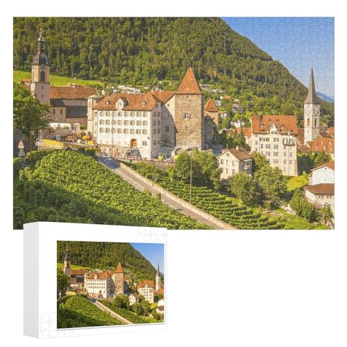 Klassische Puzzle für Erwachsene Teenager Freizeit Spaß Spiel Spielzeug Geeignet，„Wunderschönes Chur, Hauptstadt des Kantons Graubünden, Schweiz“，Lernspielzeug FüR Kinder 52x38 von XJUfW
