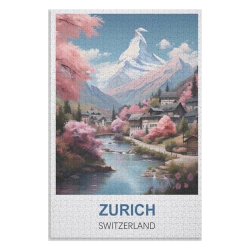 Klassische Puzzle für Erwachsene Teenager Freizeit Spaß Spiel Spielzeug Geeignet，Zürich Schweiz，Lernspielzeug FüR Kinder 52x38 Papier Puzzle,AA-1396 von XJUfW