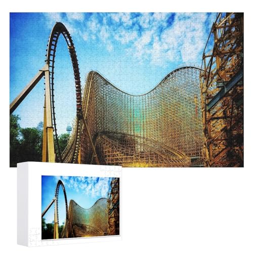 XJUfW Puzzle für Erwachsene und Kinder ab 14 Jahren, 1000 Teile, Achterbahn, Holz, Jigsaw, Scenic, 1000 Stück, 75x50CM von XJUfW