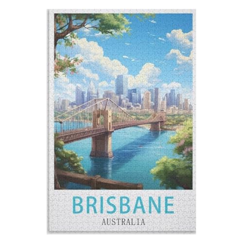Puzzle für Erwachsene und Kinder ab 14 Jahren, 1000 StüCk，Brisbane Australien，Lernspielzeug FüR Kinder 75x50，Holz Puzzle,AA-501 von XJUfW