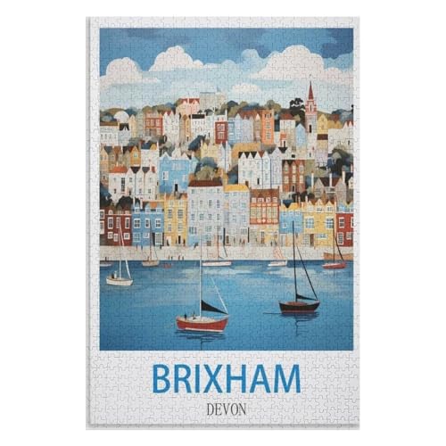 Puzzle für Erwachsene und Kinder ab 14 Jahren, 1000 StüCk，Brixham Devon，Lernspielzeug FüR Kinder 38x26，Papier Puzzle,AA-1453 von XJUfW