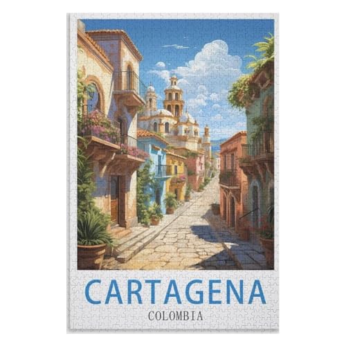 Puzzle für Erwachsene und Kinder ab 14 Jahren, 1000 StüCk，Cartagena Kolumbien，Lernspielzeug FüR Kinder 70x50，Papier Puzzle,AA-513 von XJUfW
