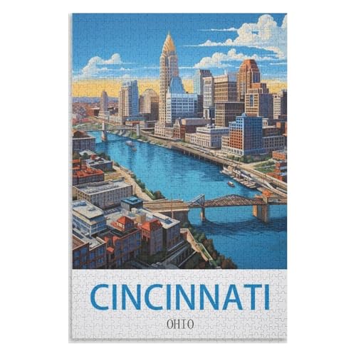 Puzzle für Erwachsene und Kinder ab 14 Jahren, 1000 StüCk,Cincinnati Ohio,Lernspielzeug FüR Kinder 75x50,Holz Puzzle,AA-701 Puzzle für Erwachsene und Kinder ab 14 Jahren, 1000 StüCk,Cincinnati Ohio,Lernspielzeug FüR Kinder 75x50,Holz Puzzle,AA-701 von XJUfW