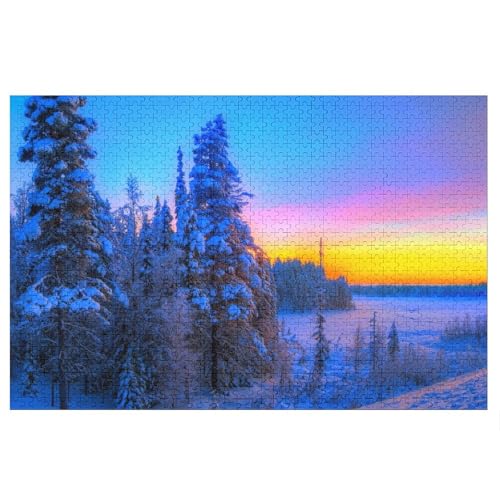 Puzzle für Erwachsene und Kinder ab 14 Jahren, 1000 StüCk，Forest, Trees, Snow，Lernspielzeug FüR Kinder 70x50，Papier Puzzle von XJUfW